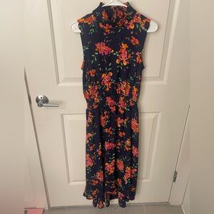 Nanette Lepore Navy Floral Maxi Dress Sz 6